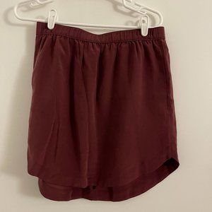 Madewell Maroon Elastic Waist Silk Skirt Sz Med